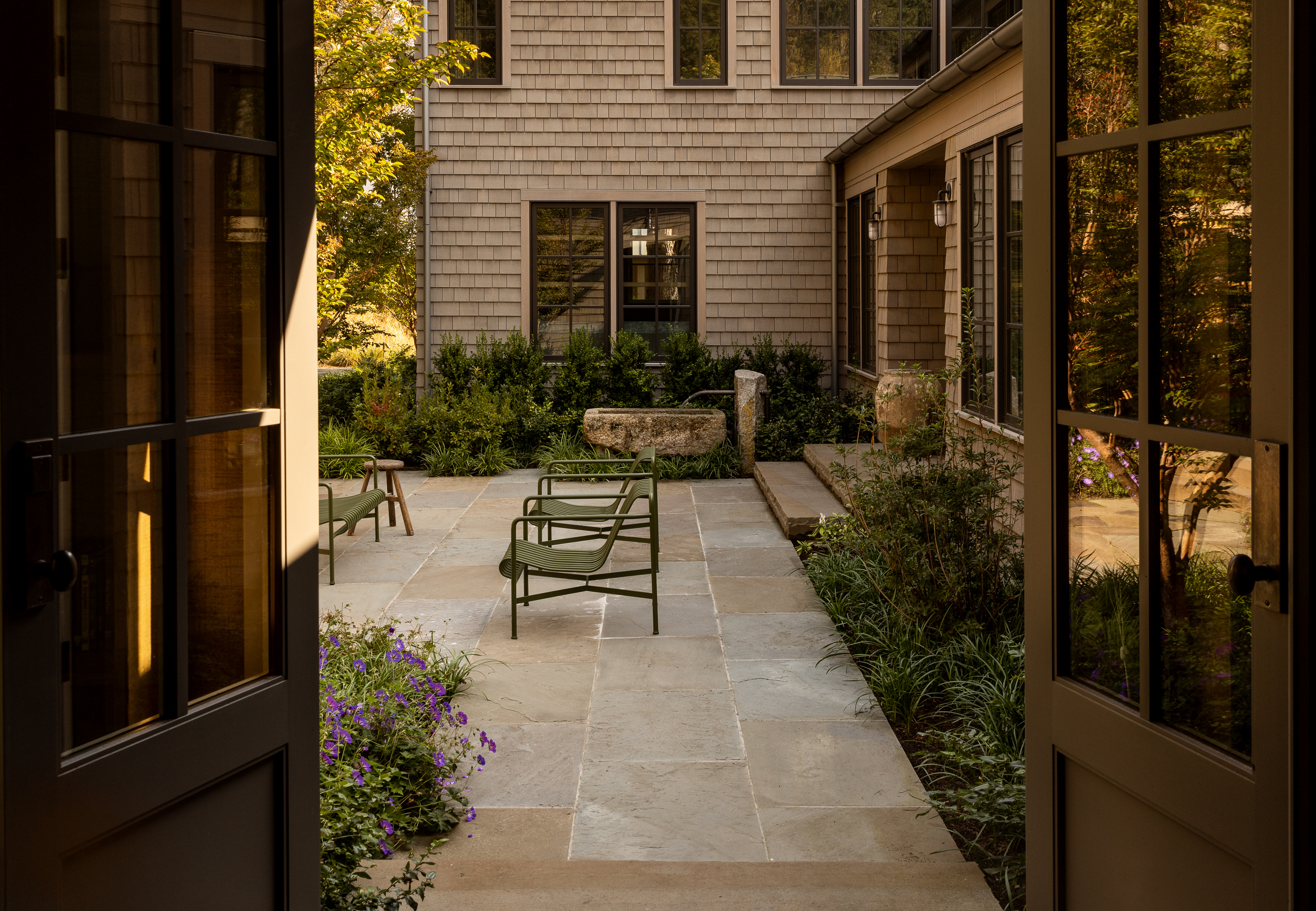 The courtyard features natural cleft bluestone, sawn not snapped, for a natural touch to the outdoor space.